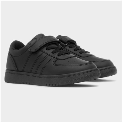 Kids' Black Easy Fasten Flat Trainer