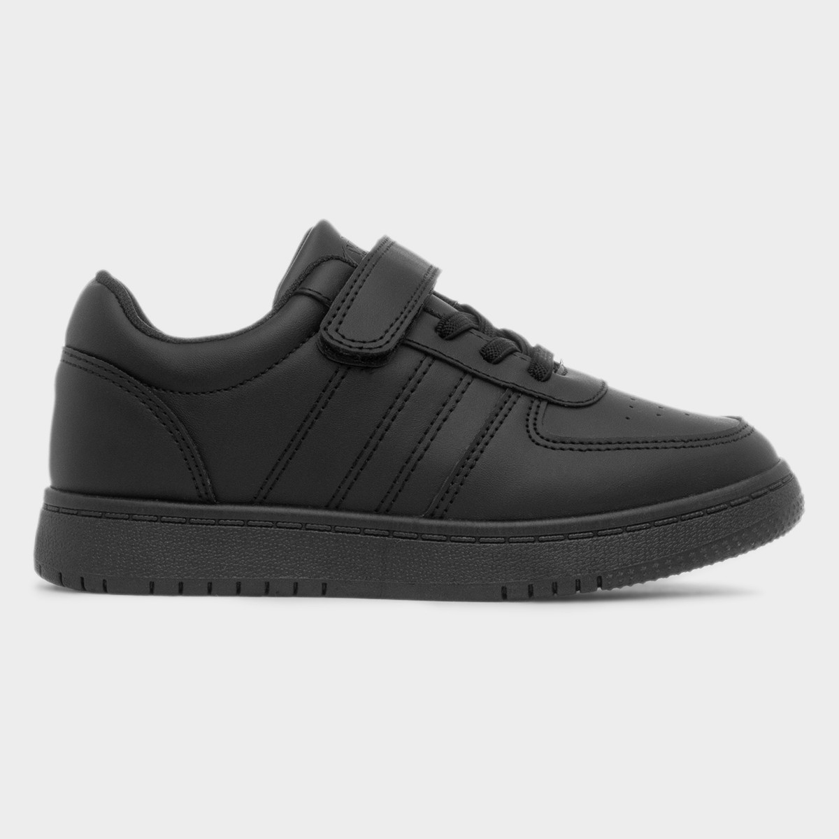 Kids' Black Easy Fasten Flat Trainer