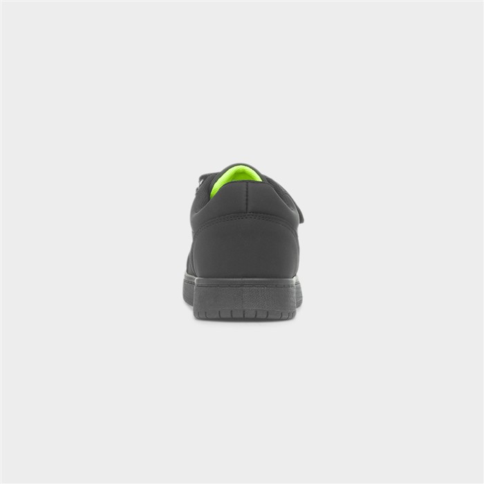 Kids Black Easy Fasten Flat Trainer