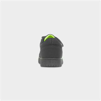 Kids Black Easy Fasten Flat Trainer