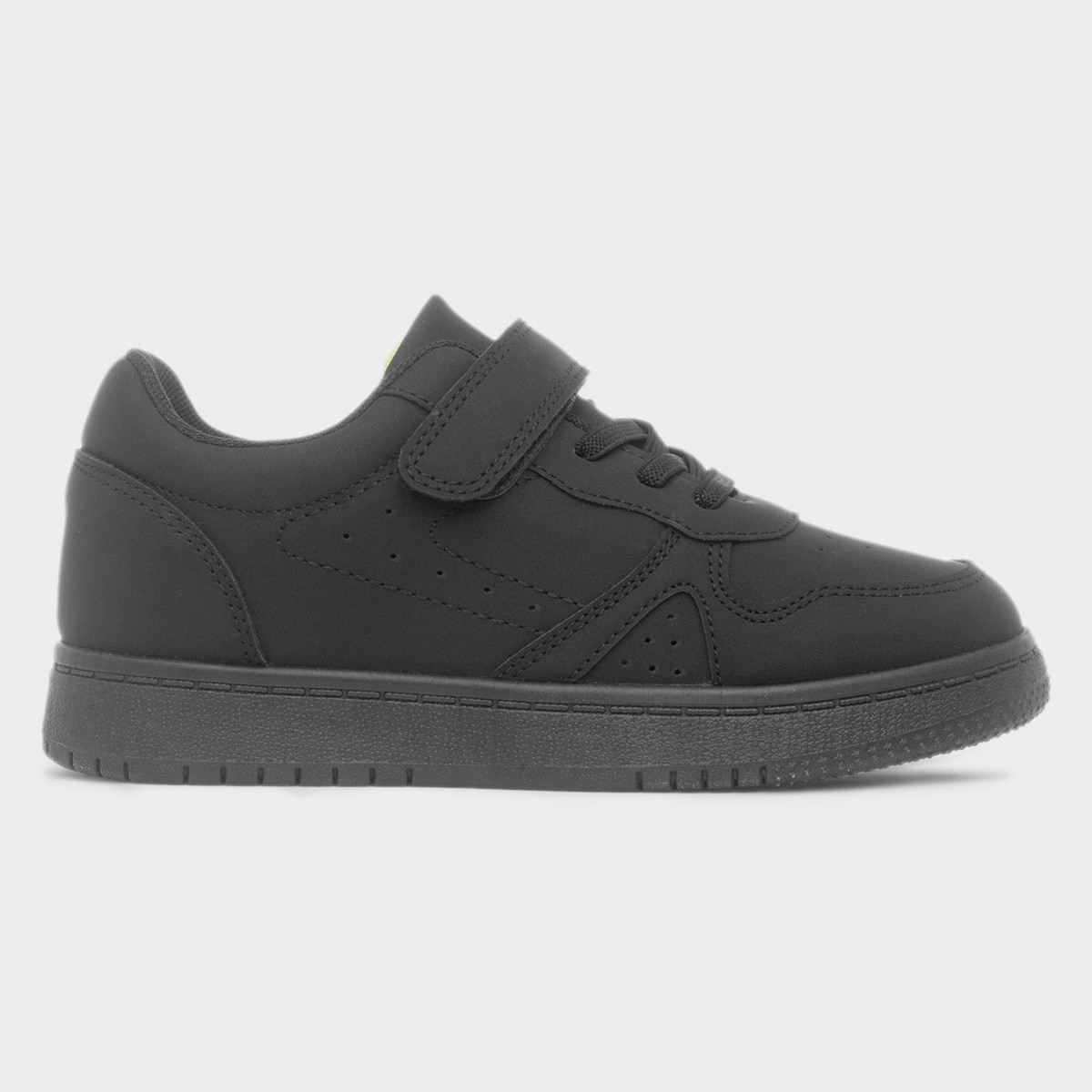 Kids Black Easy Fasten Flat Trainer