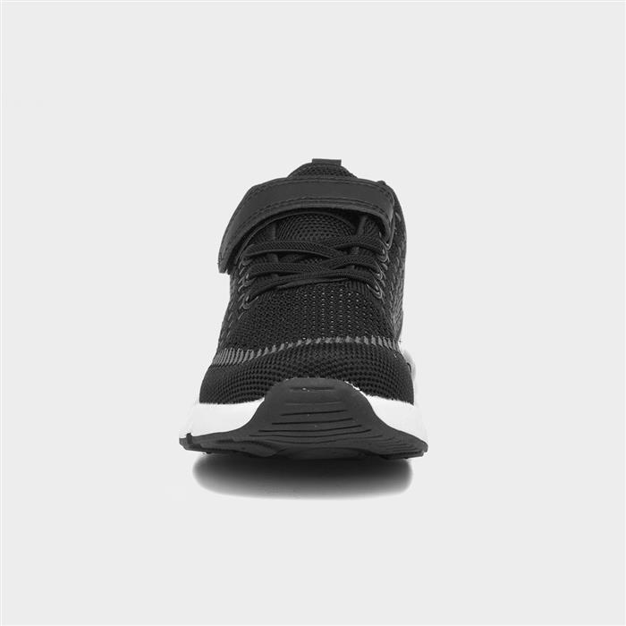 Kids Black Easy Fasten Knitted Trainer