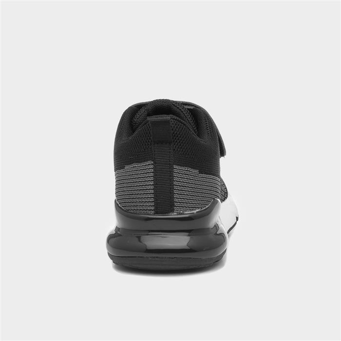 Kids Black Easy Fasten Knitted Trainer