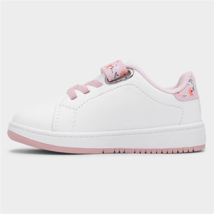 Kids White Floral Easy Fasten Trainer