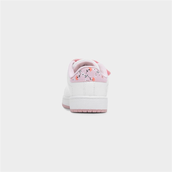 Kids White Floral Easy Fasten Trainer