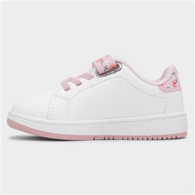 Kids White Floral Easy Fasten Trainer
