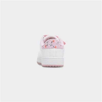 Kids White Floral Easy Fasten Trainer