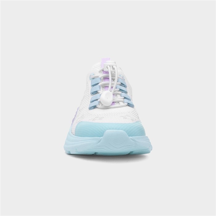 Kids White Bungee Lace Knitted Star Trainer