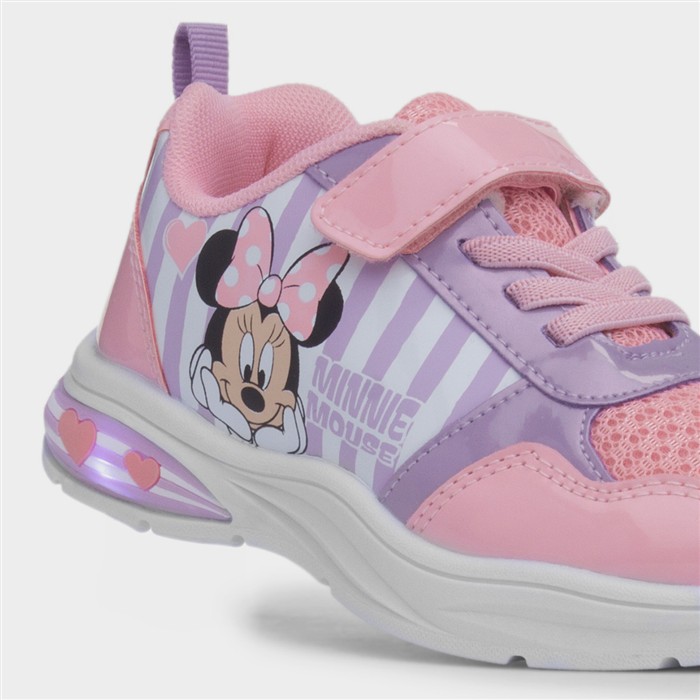 Minnie Mouse Kids Pink & Lilac Light Up Trainer-80082 | shoezone