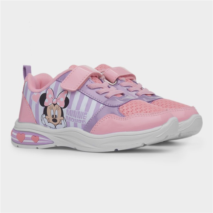 MILLENNIUM　Minnie Minnie Mouse Kids Pink & Lilac Light Up Trainer-80082 | shoezone