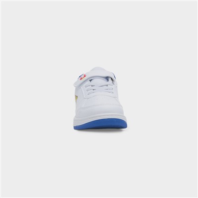 Kids White Easy Fasten Flat Trainer