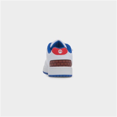 Kids White Easy Fasten Flat Trainer