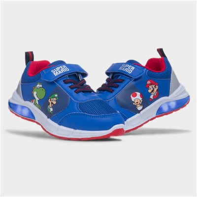 Kids Blue Light Up Easy Fasten Trainer