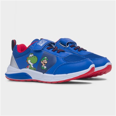 Kids Blue Light Up Easy Fasten Trainer