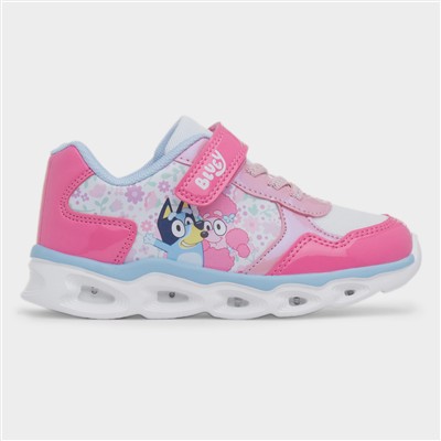 Kids Fuchsia Light Up Easy Fasten Trainer