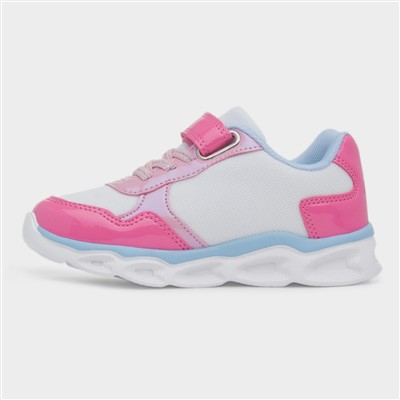 Kids Fuchsia Light Up Easy Fasten Trainer