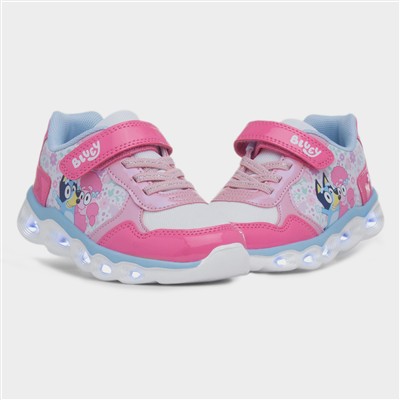 Kids Fuchsia Light Up Easy Fasten Trainer