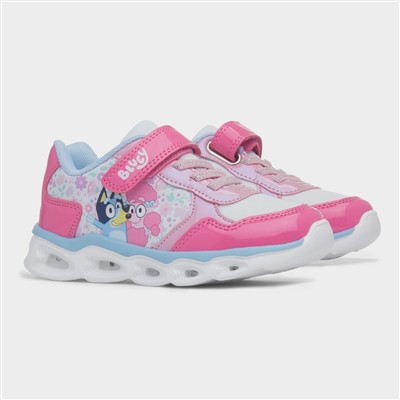 Kids Fuchsia Light Up Easy Fasten Trainer