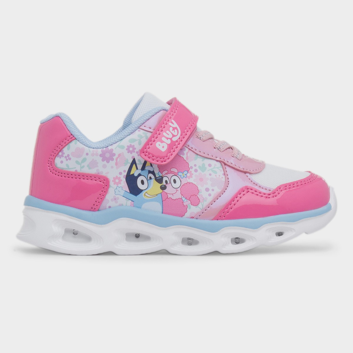 Kids Fuchsia Light Up Easy Fasten Trainer