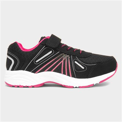 Yukon Kids Black & Pink Easy Fasten Trainer