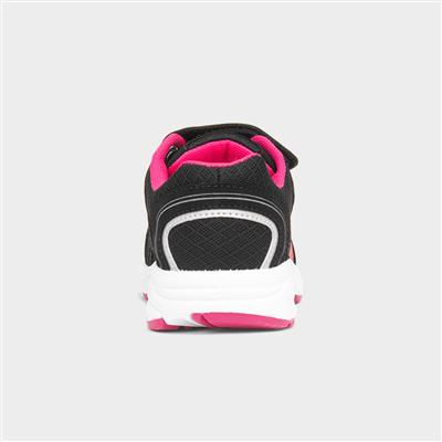XL Yukon Kids Black & Pink Easy Fasten Trainer-80092 | Shoe Zone