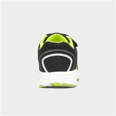 Kids Black & Green Easy Fasten Trainer