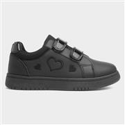 XL Kids Black Easy Fasten Hearts Trainer (Click For Details)