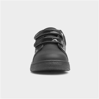 Kids Black Easy Fasten Hearts Trainer