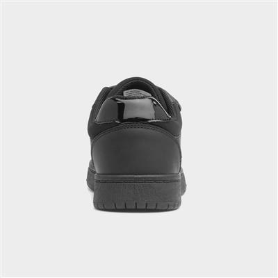 Kids Black Easy Fasten Hearts Trainer