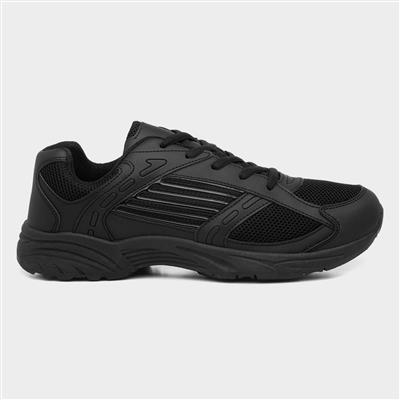 Mens Lace Up Trainer in Black