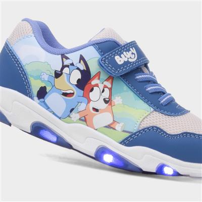 Kids Blue Easy Fasten Light Up Trainers