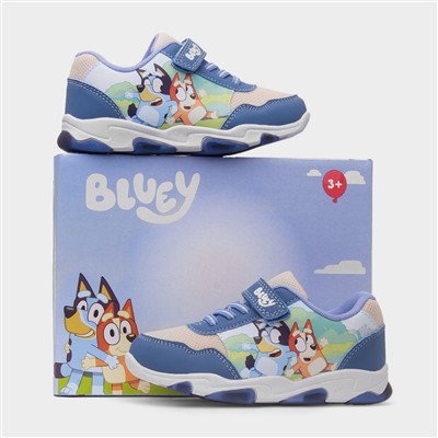 Kids Blue Easy Fasten Light Up Trainers