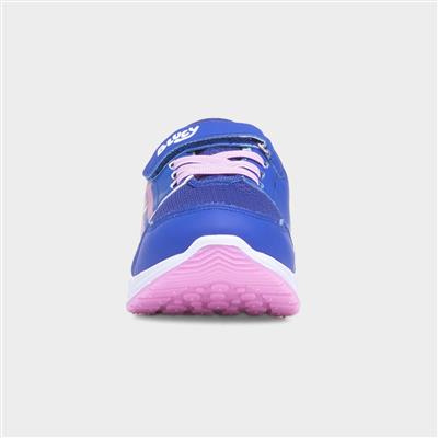 Kids Blue Easy Fasten Light Up Trainer