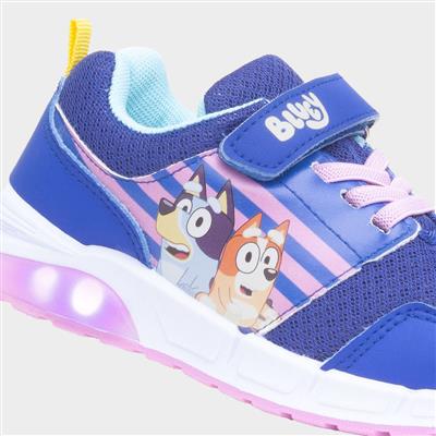 Kids Blue Easy Fasten Light Up Trainer