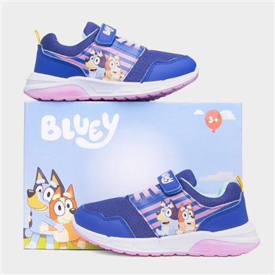 Kids Blue Easy Fasten Light Up Trainer