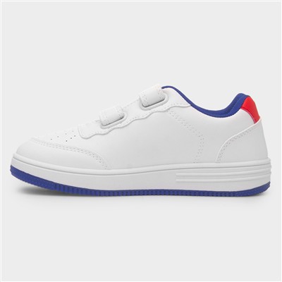 Kids White Easy Fasten Trainer