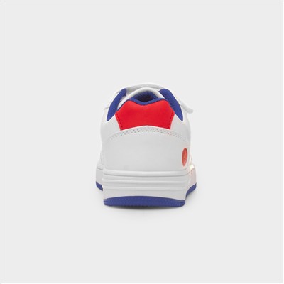 Kids White Easy Fasten Trainer