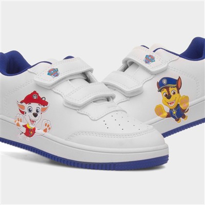 Kids White Easy Fasten Trainer