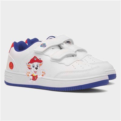 Kids White Easy Fasten Trainer