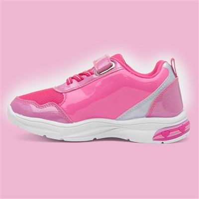 Kids Fuchsia Light Up Easy Fasten Trainer