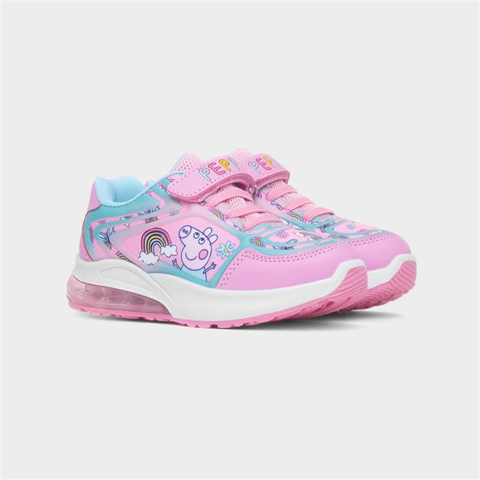 Peppa Pig Kids Pink Easy Fasten Light Up Trainer 80747 Shoe Zone