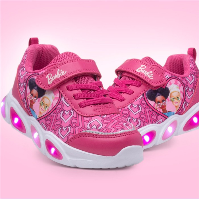 Kids Pink Light Up Easy Fasten Trainer