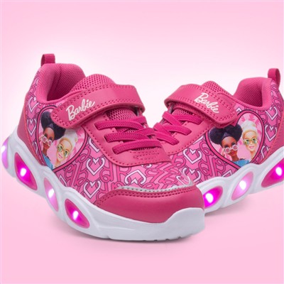 Kids Pink Light Up Easy Fasten Trainer
