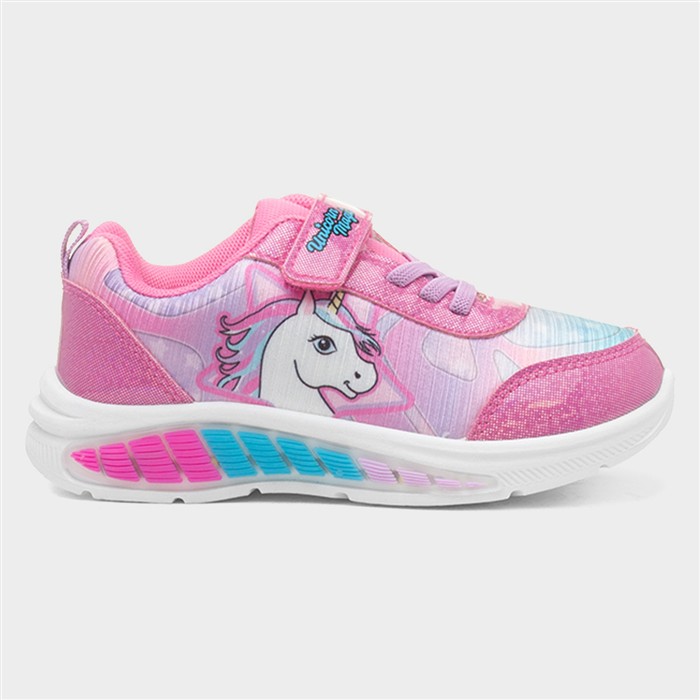 Kids Fuchsia Light Up Trainers