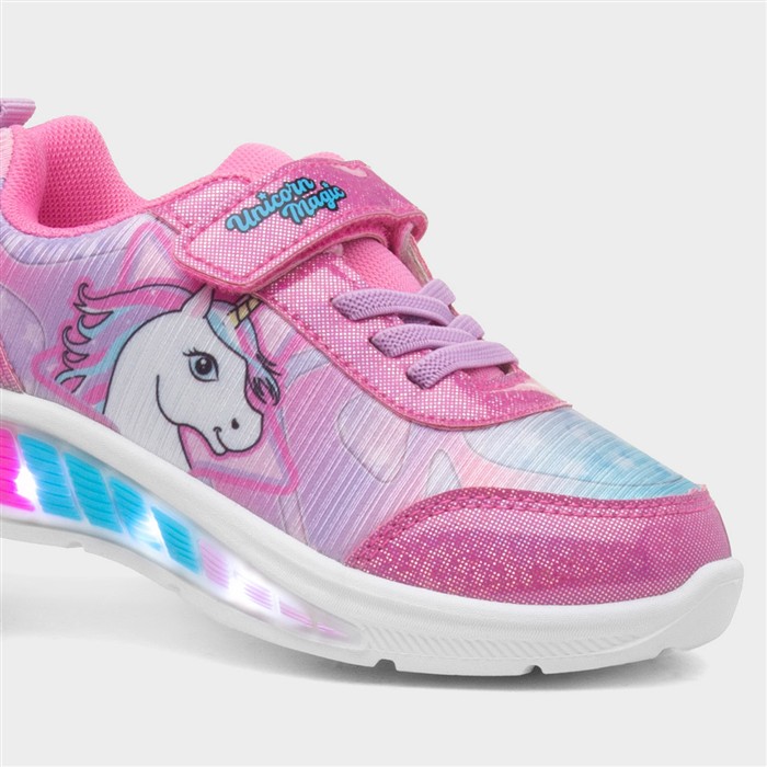 Kids Fuchsia Light Up Trainers