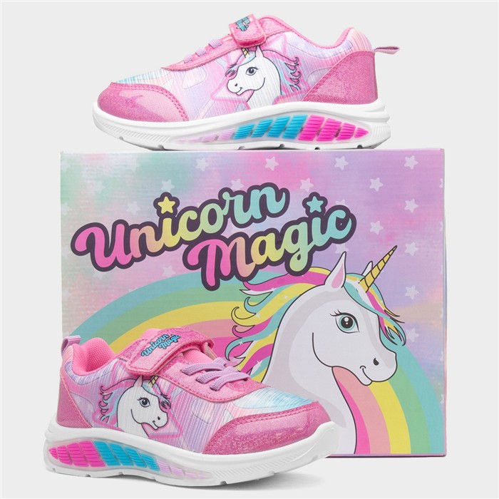 Kids Fuchsia Light Up Trainers