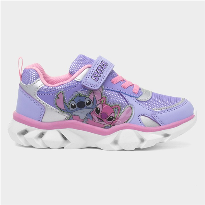 Disney Stitch Purple Kids Light Up Mesh Trainer Size 30
