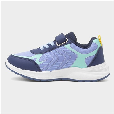 Kids Blue Light Up Easy Fasten Trainers