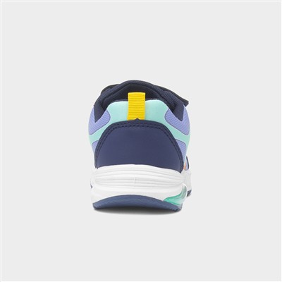 Kids Blue Light Up Easy Fasten Trainers