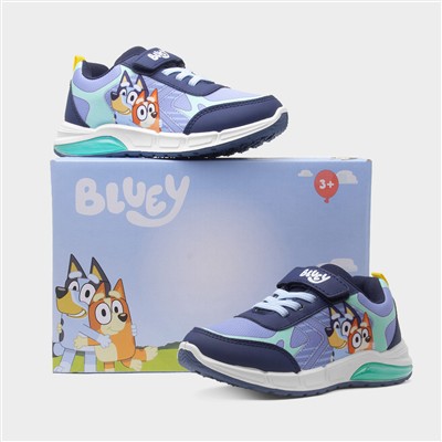 Kids Blue Light Up Easy Fasten Trainers